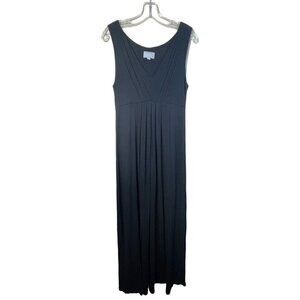 Pure Collection Women Maxi Dress Sleeveless Black Long Sleeveless V Neck Sz US 4